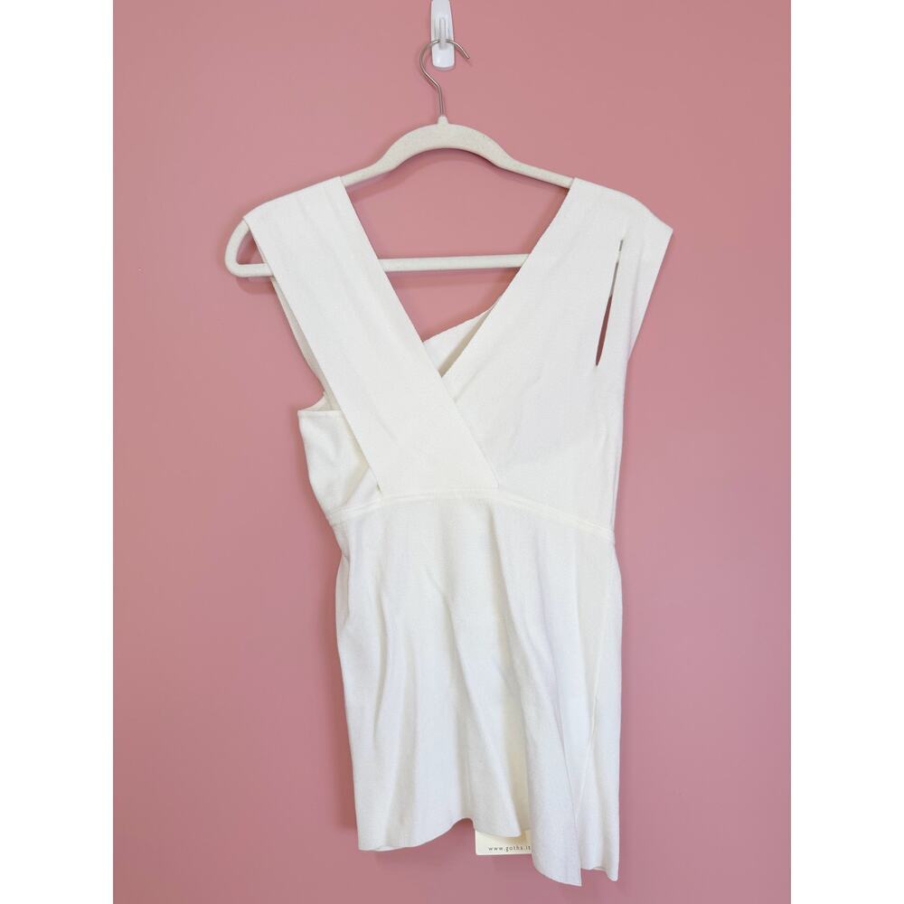 GOTHA Aftersix White Knit Peek-a-Boo Tank Top Size Medium - Picture 2 of 4